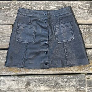 Pleather Button Up Mini Skirt